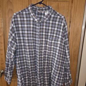 Faded Glory Blue and White Checkered Shirt